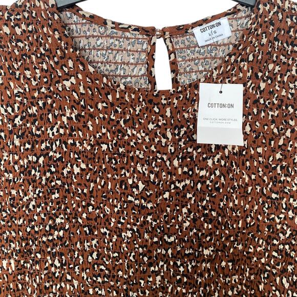 Cotton On Woven Hope Long Sleeve Mini Leopard  Dress Large NWT - Picture 6 of 6